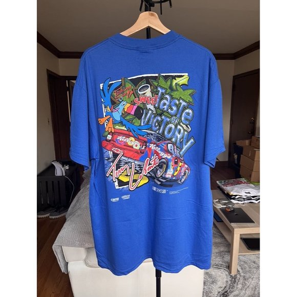VINTAGE NASCAR FRUIT LOOPS CARTOON LABONTE BLUE T SHIRT SIZE LARGE Y2K HYPE - Picture 2 of 8